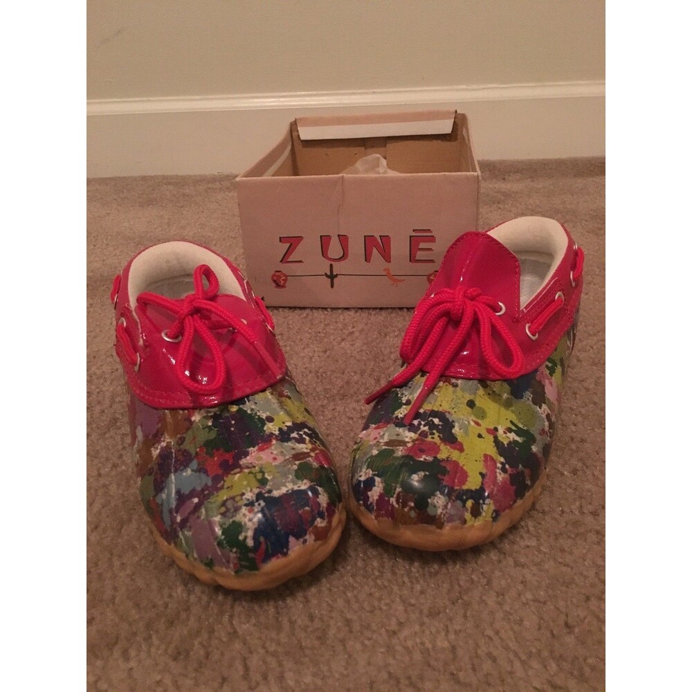 ZUNE Crazy Kids Paint Speckled Duck Shoes Lace-Up Steel Shank